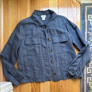 Women's Nicole Miller Blue Linen Blend Jacket Med